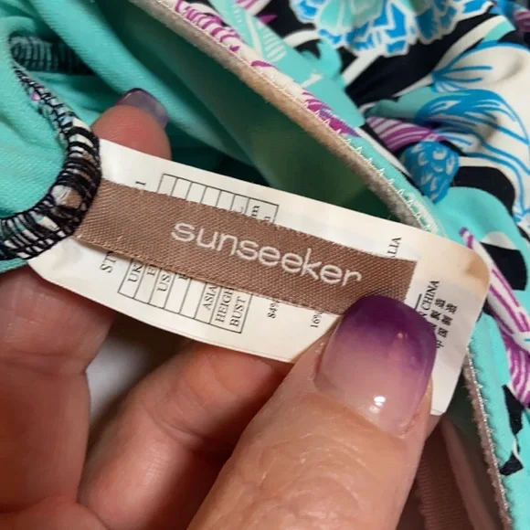 Sunseeker teal floral one piece women’s swimsuit size 14 - Picture 8 of 12